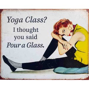 Humorous Woman Yoga Memorabilia Retro-Tin Sign