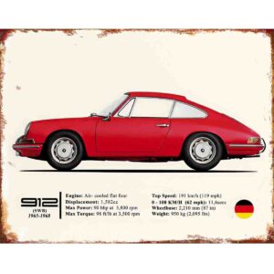 Porsche 912 (specs) tin sign